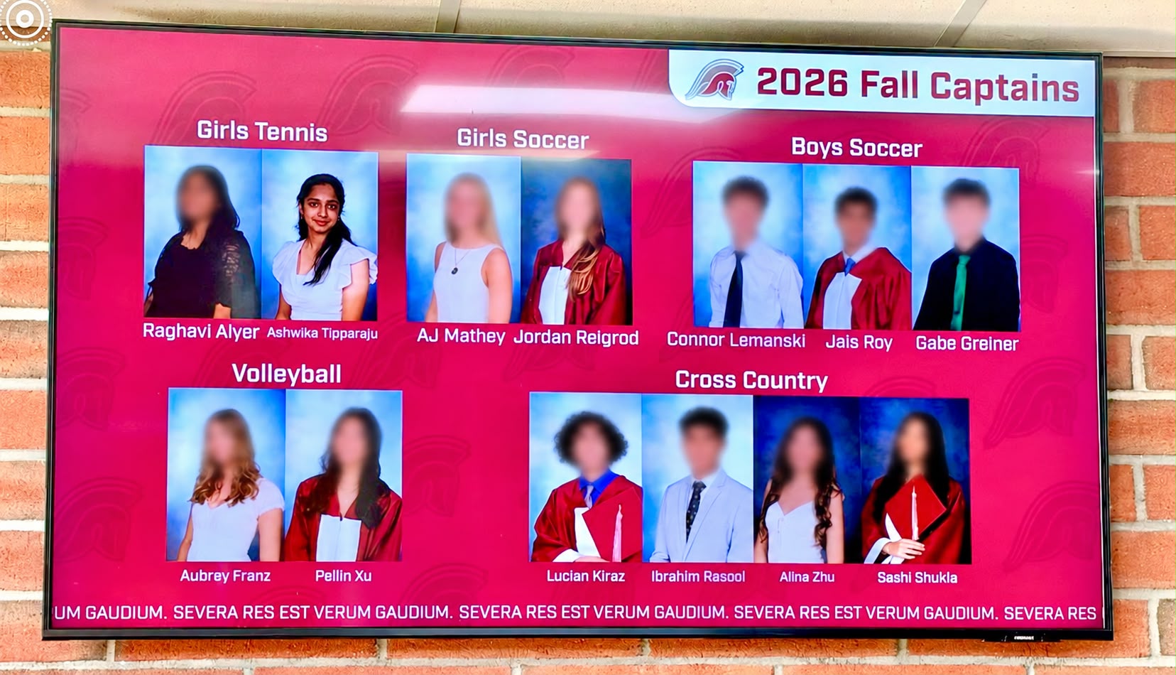 Rutgers Prep fall captains display featuring Ashwika